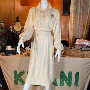 Doncaster vintage linen 2-piece suit, vintage size 14